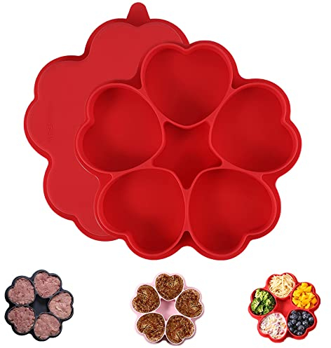 KeepingcooX Hamburger Patty Maker, Silicone Burger Press and Freezer Container, Multiple Burger Mould, Meat Shape Store, Beef Freezer Storage Containers, Heart Shaped, Barbecue Tool Set