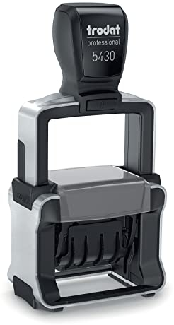 Trodat Professional Datumsstempel 5430 – Stempel Personalisiert mit Datum und Wunschtext, Selbstfärbend, 2 Zeilen, 41x24 mm, Abdruck einfarbig
