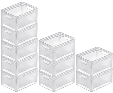 PROREGAL SuperSparSet 10x Transparenter Eurobehälter LightLine mit offenem Griff | HxBxT 22x30x40cm | 24 Liter | Eurobox, Transportbox, Transportbehälter, Stapelbehälter