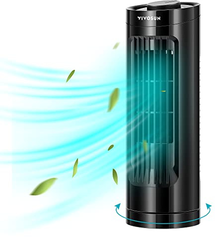 VIVOSUN 13'' Tower Fan, Bladeless Desk Fan, for Cooling Air Circulation Anywhere, 3 Speeds 70° Oscillation, Quiet Portable Desk Fan for Home Office, Black