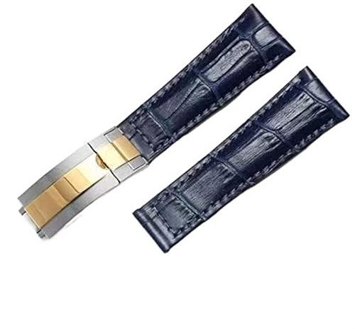 AEMALL Echtes Lederarmband für Rolex Water Ghost Daytona Yacht Logtype grünes Lederarmband 20 mm Schmetterlingsschnalle Uhrenarmband, 20 mm, Achat