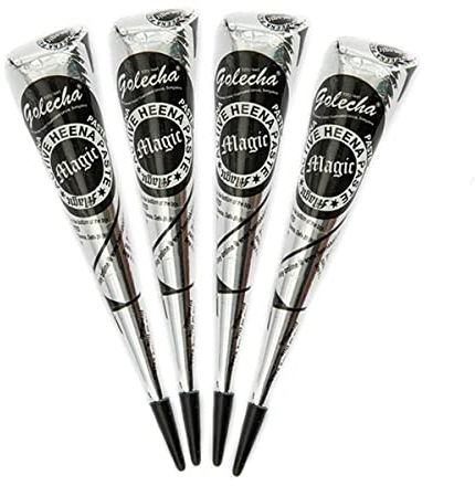 4x FADEDA Golecha Magic FAST HEENA CONE Paste Cones Kegel (schwarz) No Mix, No PPD, 125g (schwarz) Deezee by Golecha