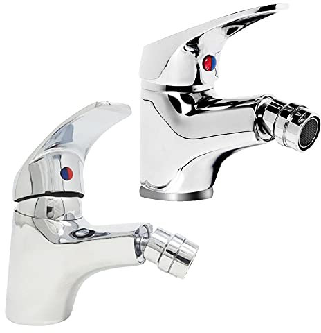 Kit 2 Rubinetti per Bagno Bidet Coppia Miscelatori in Ottone Cromato