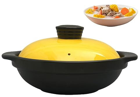 Dirfuny Ceramic Stew Pot | Clay Cooking Pot Cookware Stovetop with Lid,High Temperature-Resistant, 600ml, Dry Burning without Cracking Pot for Stir Fry