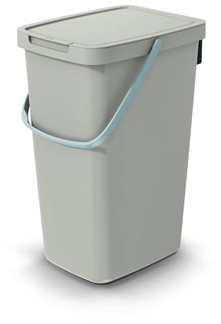 BirnePower Mülleimer Systema Q Collect 20L Hellbraun – Abfalleimer mit Deckel & Griff, Mülltrennsystem Kunststoff Stapelbar, Biomülleimer Wandmontage möglich (29,5 x 23,5 x 44,5 cm)