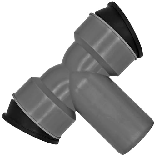 MegaHaustechnik HT Siphon Doppelanschlußwinkel 28-34mm x DN50 mit 2 Gummimanschetten Innendurchmesser 28 bis 34mm für Siphonrohr, Steck-Ende AußenØ 50mm für Rohr Muffe DN50, Waschbecken