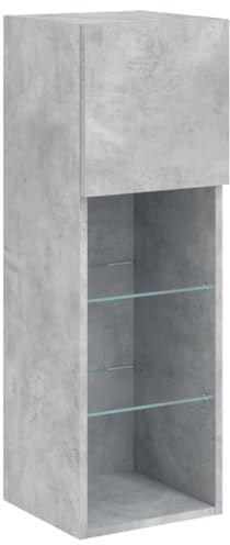 vidaXL TV Schrank, Fernsehschrank mit LED-Leuchten, Lowboard Hifi Schrank mit viel Stauraum, Wandmontage Fernsehtisch TV Möbel, Betongrau