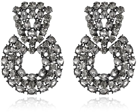 EVER FAITH Strass Kristall Geometrische Statement Ohrringe für Damen Hochzeit Party Runde Hoop Ohrringe für Braut