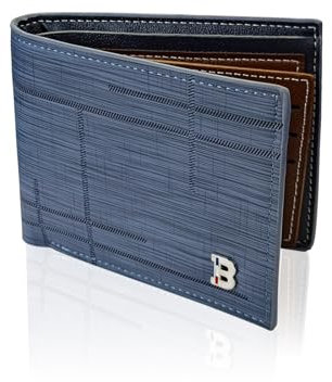 WisePoint Portafoglio Uomo, PU Portafogli in Pelle Bifold Porta Tessere con Slot Multi-Card per gli Uomini, Minimalista Porta Schede per Contanti, Carta di Banca, Ricevuta (Blu)