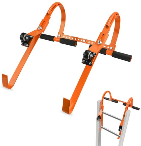 2er-Pack Leiterdachhaken, 150 kg Tragkraft, robuste Leiterhaken mit Radverlängerung, Leiterzubehör, Stabilisator, Gummigriff, T-Stange zur Schadensverhütung, einfache Einrichtung für den Zugang zu s