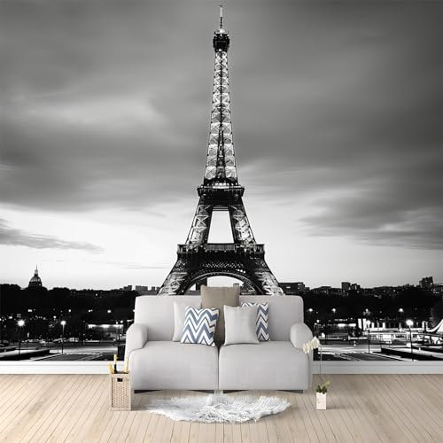 Générique Art Papier Peint Intissé 3D Ville Vue De Nuit Paris France Tour Eiffel 400x280 cm Muraux Tapisserie Photo Décoration Murale, Papier Peint Salon Chambre Bureau Couloir Peinture Murale Décor