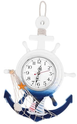 ORFOFE Wanduhr Mit Bootsanker Aus Holz Und Kunststoff – Nautische Dekoration Für Das Wohnzimmer