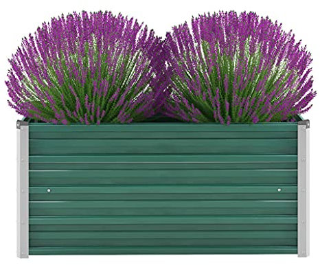 Higsose Jardinera para terrazas, bancal alto, 100 x 40 x 45 cm, acero galvanizado, para exteriores, jardineras, jardineras, jardineras, de metal, color verde