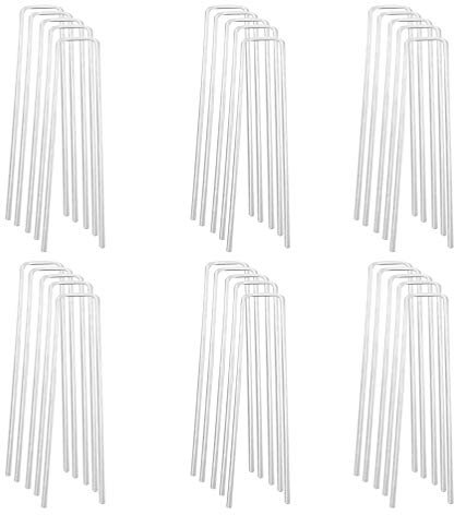 SUPVOX Garden Membrane Control Pegs 50pcs U-shaped Metal Ground Nails Galvanized Steel 2.8x25x150mm