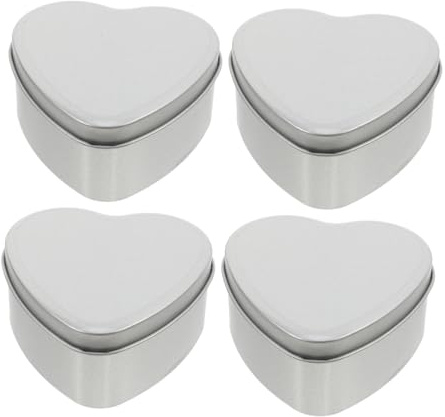 HOUDERCO 4 Stück Schachteln In Herzform Blechdose Herzkerzendosen Leere Bonbondosen Bonbondosen Mit Deckel Valentinstag Kerzendosen Valentinstag Herzdosen Herz Süßigkeitendosen
