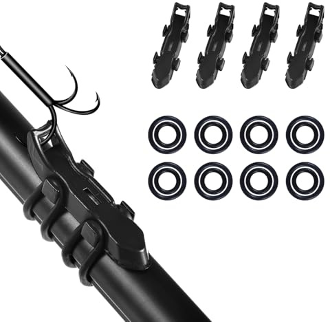 4stk Magnetische Angelhaken Keeper, Schwarzer Angelhakenhalter mit Gummiringen in 2 Größen Langlebiger Angelrutenhalter Haken Rutenhalter Angelköderhalter Haken für Angelrute