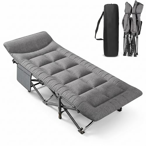 Utensy Lettino da campo con materasso, letto per gli ospiti, pieghevole, con borsa per il trasporto e tasca laterale, letto pieghevole 65 x 190 cm, portata 200 kg, lettino da campeggio per adulti, per