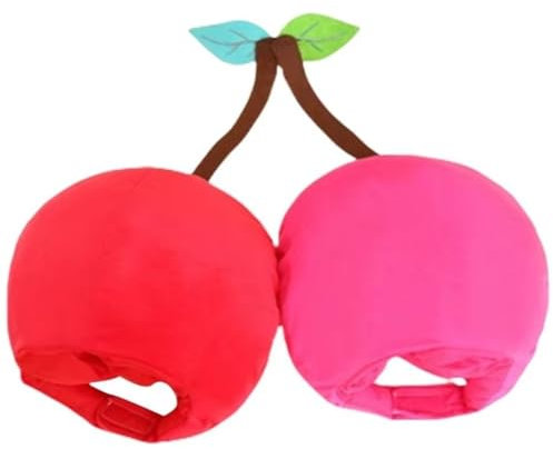 HiyyFloy Plush Fruit Hat Novelty Pears and Cherries Headgear Couple Costume Funny Double Head Hat for Fruit Theme Parties Photo Props