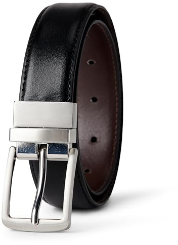 Amazon Essentials Damen Wendbarer Ledergürtel, Braun/Schwarz, L