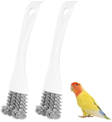 Spazzola Gabbia per Uccelli, 1/2 Pezzi Spazzole per la Pulizia della Gabbie degli Uccello con Raschietto e Testa Curva, Pulitore di Posatoi e Escrementi di Pappagalli e Parrocchetti