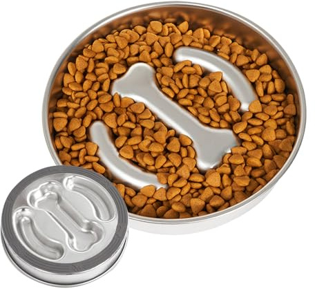 qixeuoa Verlangsamer Futternapf Für Hunde | Hunde Napf Mit Labyrinth-Design Aus Edelstahl,Erhöhter Napf Gegen Schlingen Für Größe M Und L Drinnen Und Draußen Bei Langeweile
