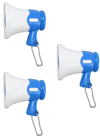 Aoaoy Mini Megaphone Toy 3PCs, Lustige Musiklautsprecher Keychain mit Eingebauten Liedern, Leichtgewichten Plastik -Rollenspiele Handheld Tragbarer Lautsprecher Lautsprecher Spielzeug für (Blau)