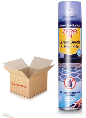 Zero In Clothes Moths Killer Spray 300ML - Rapid Action Formula Kills Moth, Eggs and Larvae - Indoor Long-Lasting Aerosol Spray For Wardrobes, Textiles, Cupboards and Drawers Before Storage (1 Pack)