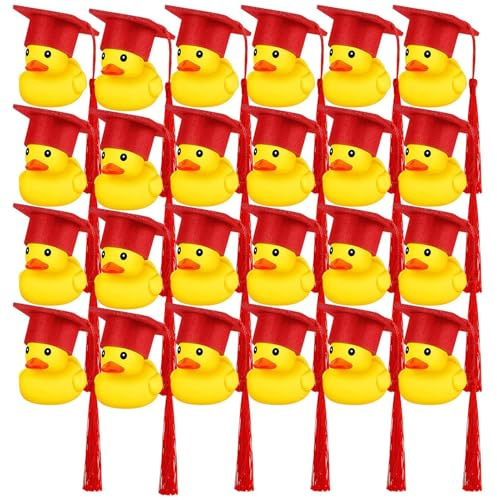 Mini Ducks - Juguete de goma suave y dulce con tapa negra | Regalos divertidos para graduación, fiesta de cumpleaños, eventos de clase, coleccionables decorativos para niños y E