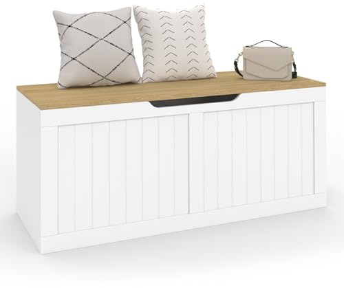 IDMarket - Cassapanca Leon in Legno e Bianco 100 cm