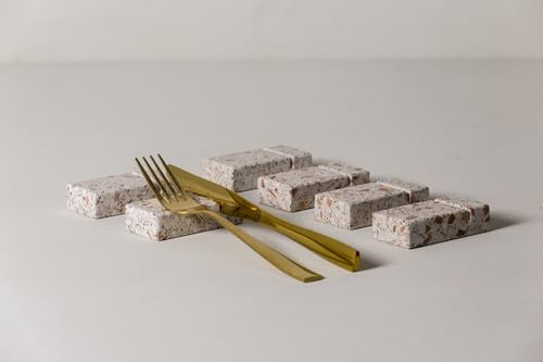 FacciamoCASA Reposacubiertos de granito de mármol (6 piezas), soporte cubiertos mesa diseño, portacubiertos mesa restaurante elegante, reposacubiertos regalo casa (blanco y ladrillo)