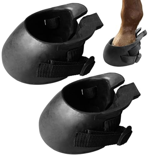 Gcroet 1 Paar Hufschuhe für Pferde, schützende Gummi-Hufschuhe für Wundmanagement, Laminitis, Abszess, Pferdegeschirr, M..