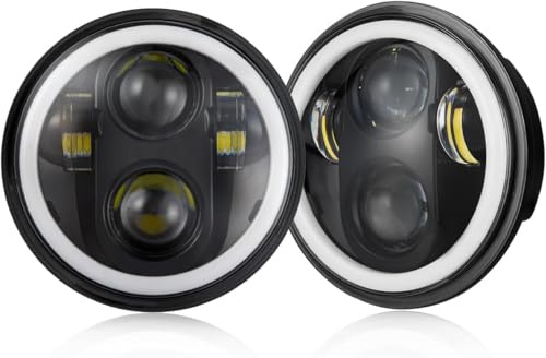 SHENKENUO 5.75 Inch Round LED Headlights, 6000K High/Low Beam Headlamp, 2PC | Sealed High/Low Beam DRL LED Light Bulb, 5.75'' Round Headlight Super Bright Front Light for Motorcycle Car