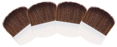 CIYODO Brochas de Maquillaje Facial 4 Piezas, Pinceles para Polvos y Rubor Mango Blanco y Cerdas Marrones, Mini Tamaño Portátil para Mujeres, Herramientas Cosméticas para Maquillaje