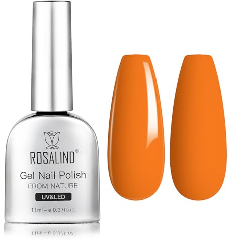 Rosealind UV-nagellack, 11 ml orange gel nagellack UV LED blötläggning sommar gellack för gör-det-själv-manikyr