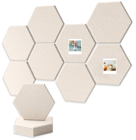 Dermalyx Set De 8 Piezas Tablero Hexagonal De Fieltro Autoadhesivo, Alternativa De Corcho Para Notas, Con Parte Posterior Adhesiva, 30 Chinchetas, Decoración De Pared Par