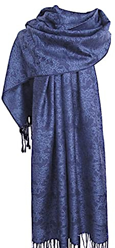 Paeceioni Eleganter & Eleganter Schal, Florales Muster, Jeansblau