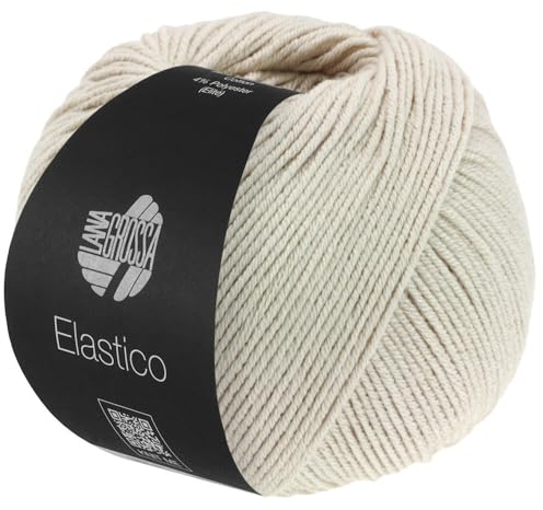 LANA GROSSA Elastico | Baumwoll-Klassiker mit leichtem Stretchanteil | Handstrickgarn aus 96% Baumwolle & 4% Polyester (Elite)| 50g Wolle zum Stricken & Häkeln | 160m Garn FB 97