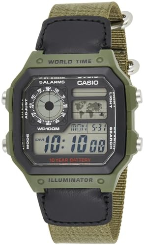Casio Watch with Japanese Quartz Movement AE-1200WHB-3BVDF (D101) 39 mm, Green, Strap