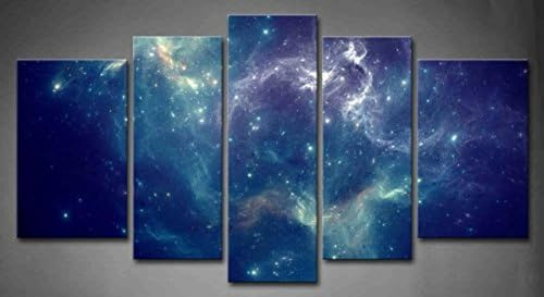 5 Panel Wall Art Blue Colorful Space Nebula Abstract Colorful Universe Background Painting Pictures Print On Canvas Abstract The Picture For Home Modern Decoration Piece Wooden Frame Ready To Hang