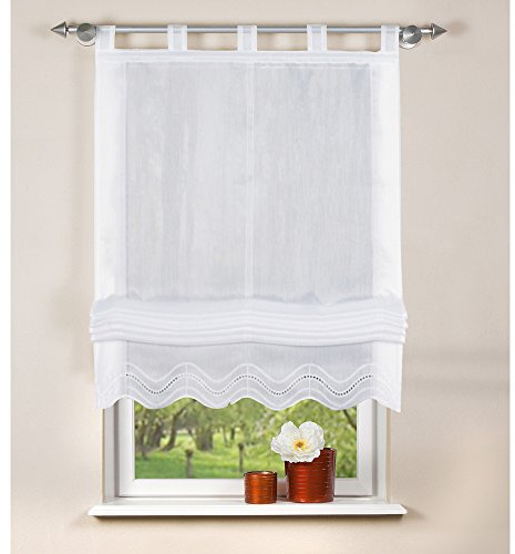 Home fashion 79252-801 Raffrollo, Batist, 140 x 140 cm, weiß