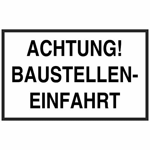 Indigos UG - Schild Achtung! Baustellen-Einfahrt Hinweischild Baustellenkennzeichnung, 40x25 cm - Warnung - Sicherheit - Hotel, Firma, Haus - Aluverbundplatte 3mm - Hinweisschild - Warnschild