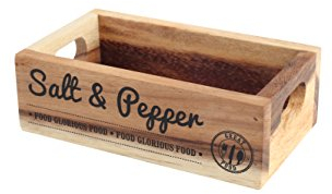 T&G Rustic Acacia Food Glorious Food ‘Salt & Pepper’ Mill Crate/Work Surface and Dining Table Protector, 16 x 9 x 5 cm 27051