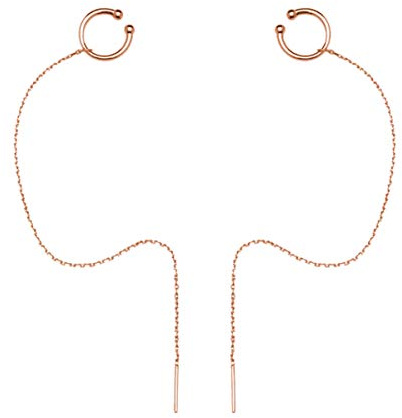 SLUYNZ 925 Sterling Silber Kette Ohrringe Manschette Wrap Hängend Ohrringe für Frauen Damen Kletterer Ohrringe Lange Ohrringe Clip Ohrring Tropfen (C-Roségold)