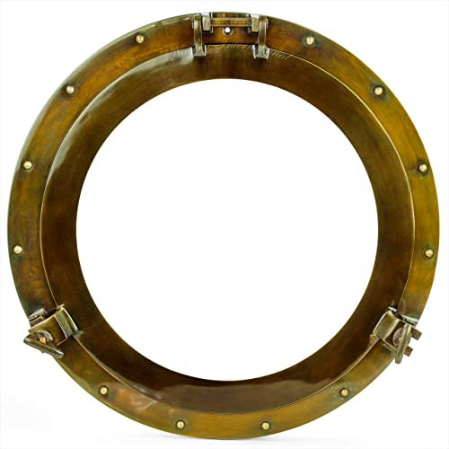 Nagina International, 17 Aluminum Porthole Antique Finish~Port Window Glass Ship Porthole Decor