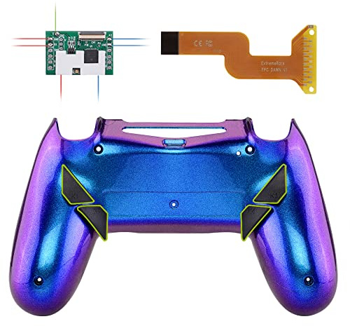 eXtremeRate Chameleon Purple Blue Dawn Programable Remap Kit for ps4 Controller with Upgrade Board & Redesigned Back Shell & 4 Back Buttons - Compatible with JDM-040/050/055 - Controller NOT Included