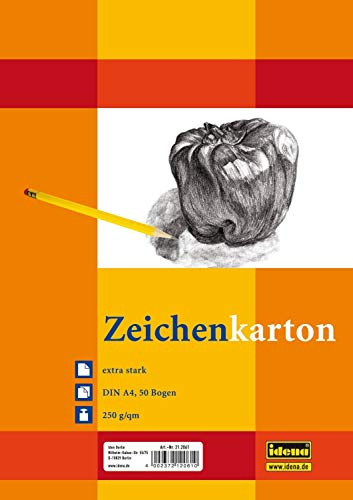 Idena Zeichenkarton extra stark, DIN A4, 250 g/m², 50 Bogen (DIN A4 | 2er Pack)