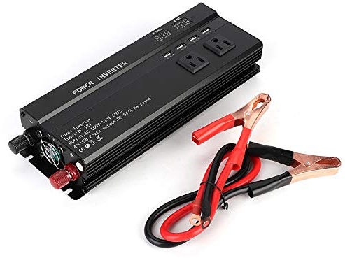 Inversor De Corriente para Coche 900W DC 12V/24V A AC Convertidor De Energía con Pantalla LCD Y Puertos USB Tipo C Ideal para Cargar Dispositivos En El Automóvil