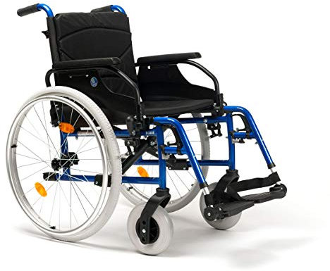 FabaCare Rollstuhl D200-V, Leichtgewicht Faltrollstuhl, vieles Einstellbar, faltbar, Premium Transportrollstuhl, Sitzbreite 42 cm