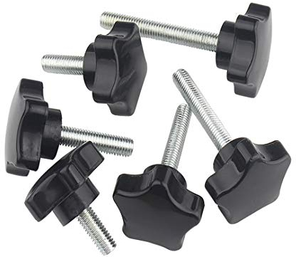 ANSIEDIO M10 Star Knob Thumb Screws, Five-pointed Star Head Threaded Knurled Thumbscrew Grip Knobs Clamping Screw, M10×35mm,5 pcs