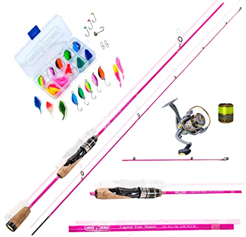MiRoeFishing Angelset – UL Angelrute 1,80m mit Angelrolle & Schnur – Komplettes Angelset für Anfänger & Fortgeschrittene – Ideal für Forellen, Karpfen, Hecht & Raubfisch – Kompaktes Reise-Set